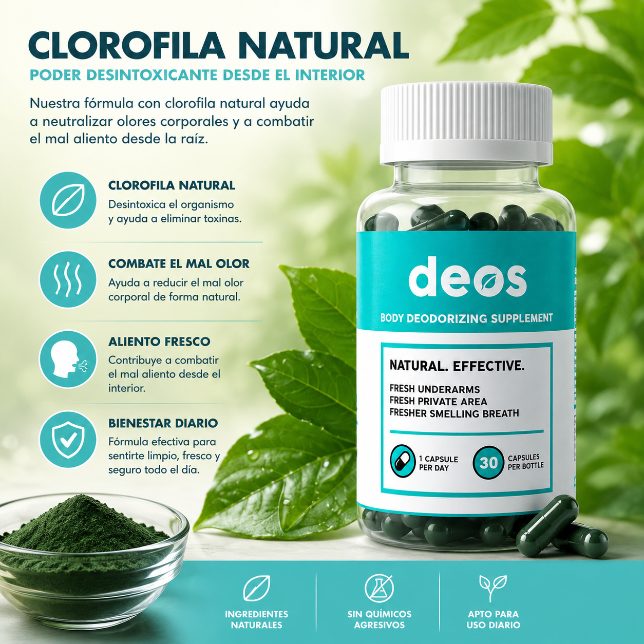 DEOS – Suplemento Desodorizante Corporal Natural | Suplemento Natural | Envío Gratis RD – NatBien
